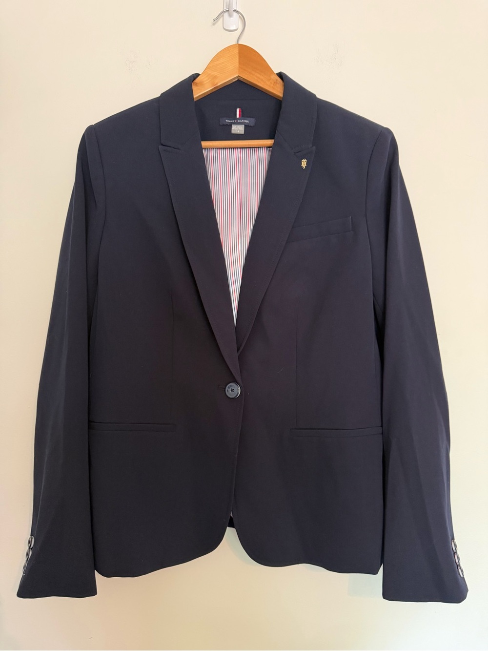 Tommy Hilfiger Women’s Navy Single-Button Blazer Size 14